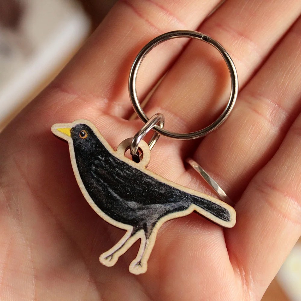 Bird keyrings - Black bird Tiny Studio