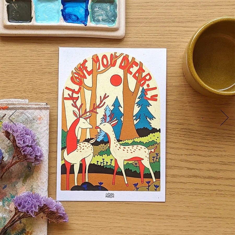 Love Postcard - Deer-ly Explore with Marion