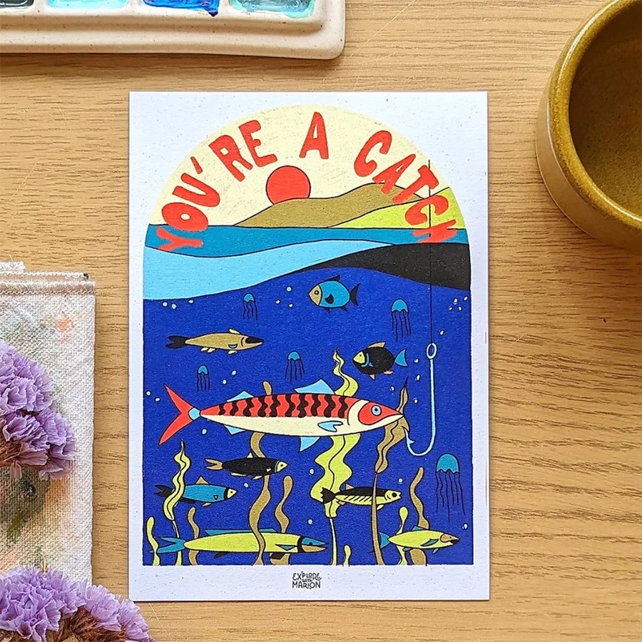Love Postcard - You're a catch Explore with Marion