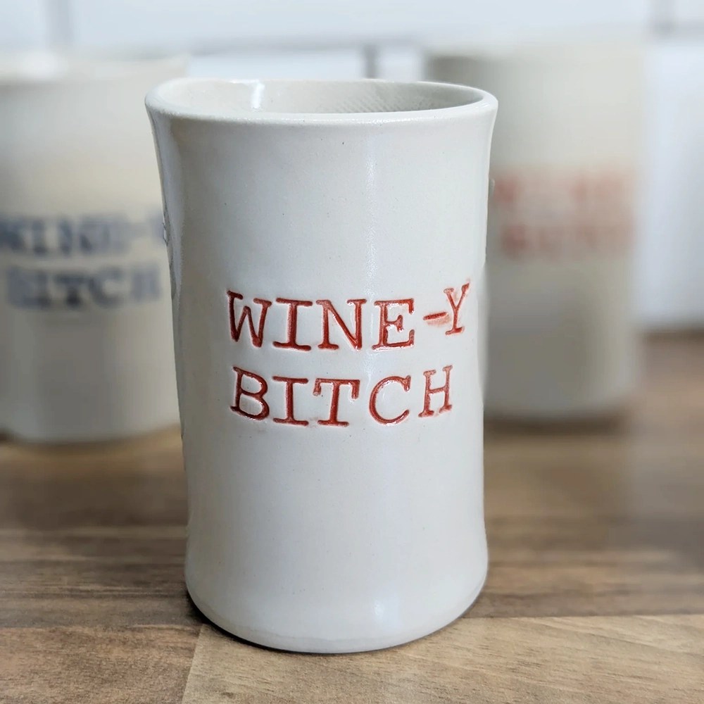 Wine-y bitch tumbler - Red Clare Blount Pottery