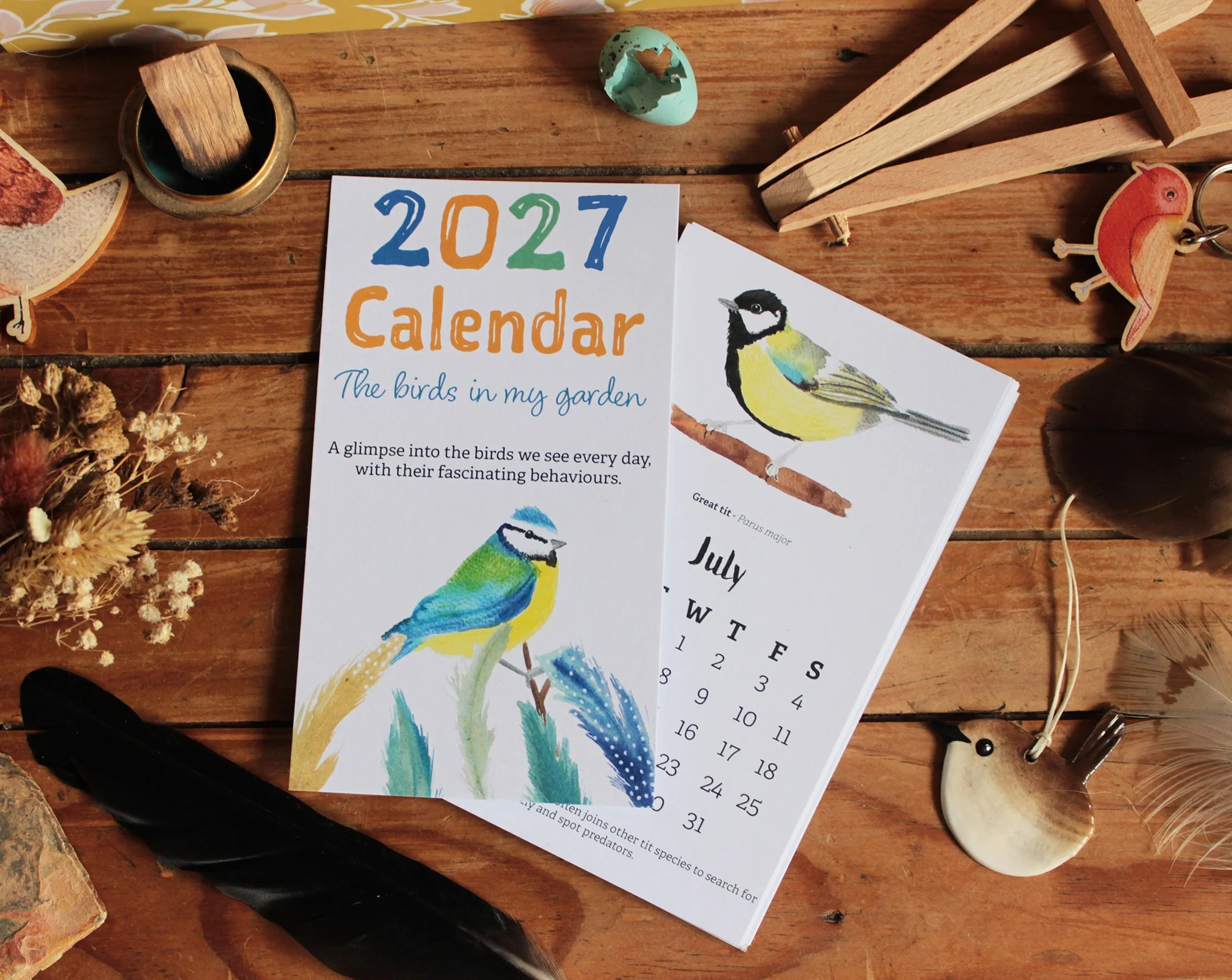 2027 Calendar - The birds in my garden Tiny Studio