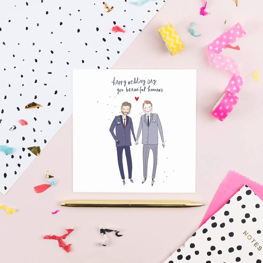 Wedding Day Greeting Card - Men Pickled Pom Pom