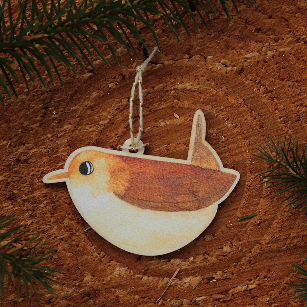 Bird Wood Decoration - Wren Tiny Studio
