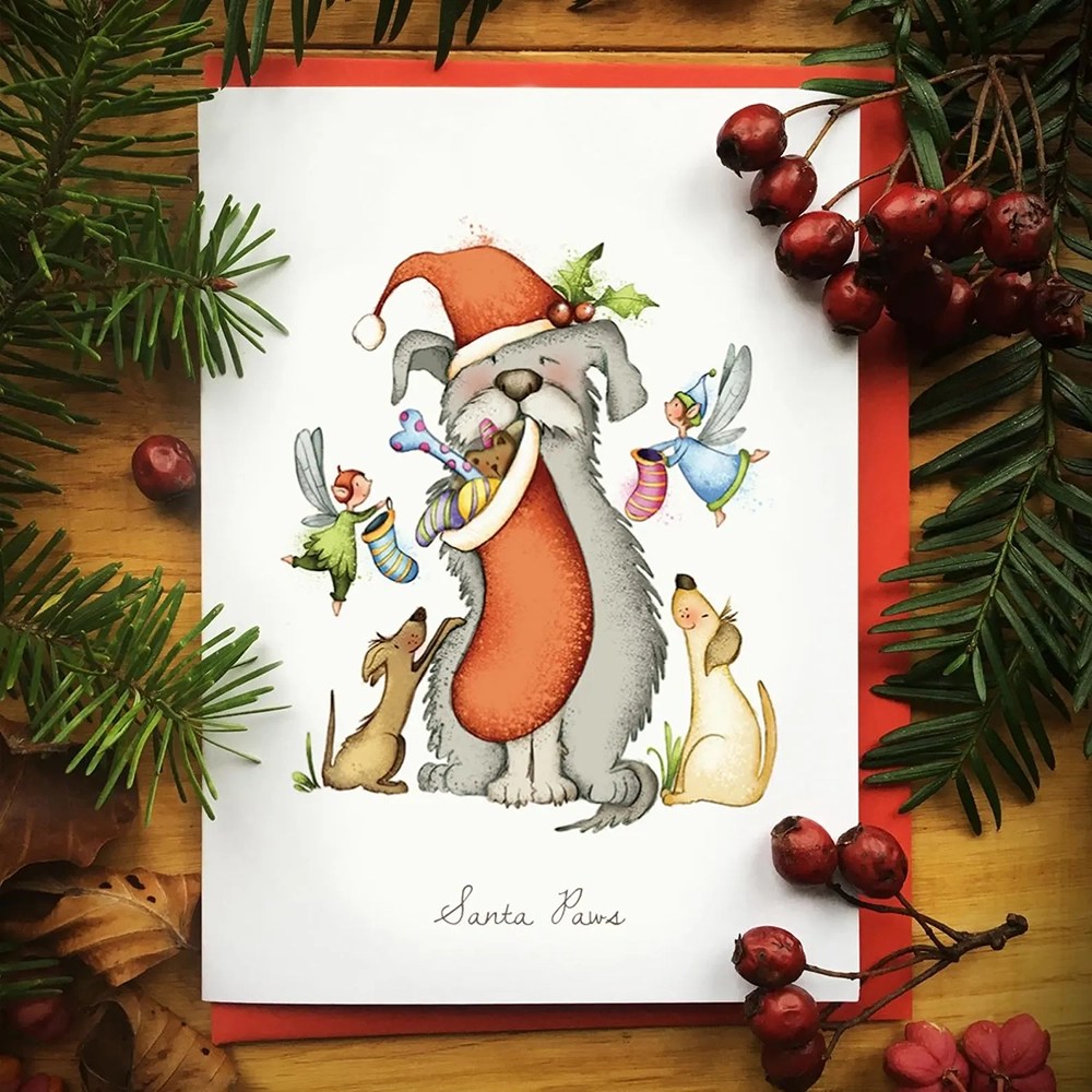 Christmas cards - Burren Flower Fairies - Santa paws