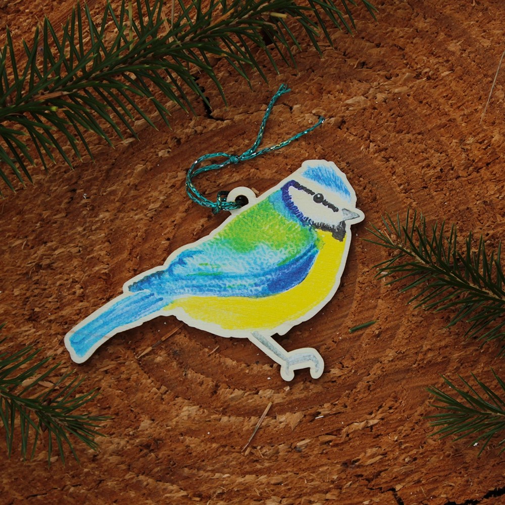 Bird Wood Decoration - Blue tit Tiny Studio