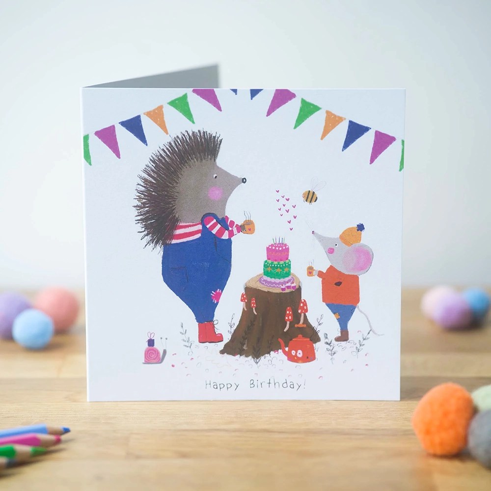 Greeting card - Birthday - Hedgehog & Mouse Pear shaped studio