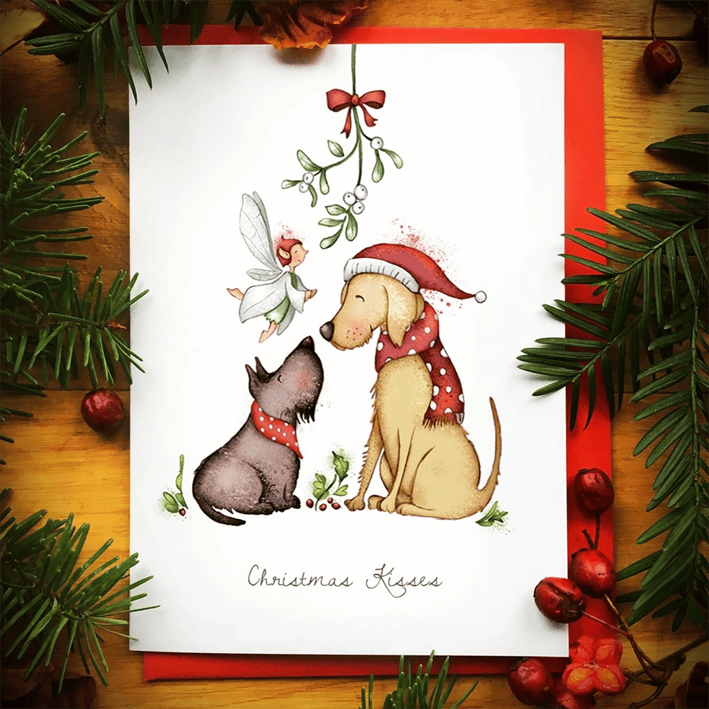 Christmas cards - Burren Flower Fairies - Christmas kisses
