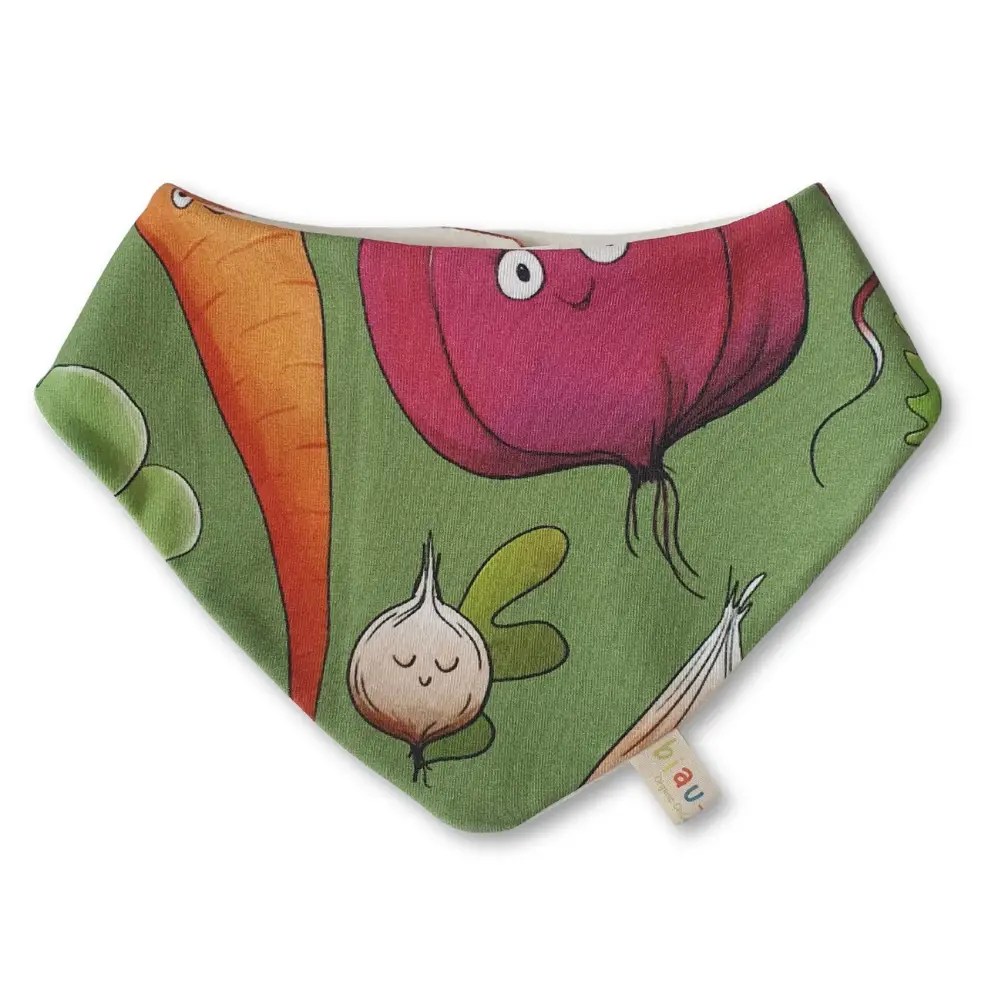 Organic Cotton Jersey Dribble Bib - Happy Harvest Biau Biau