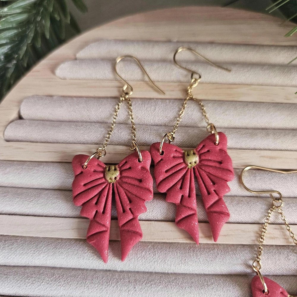 Christmas bow earrings