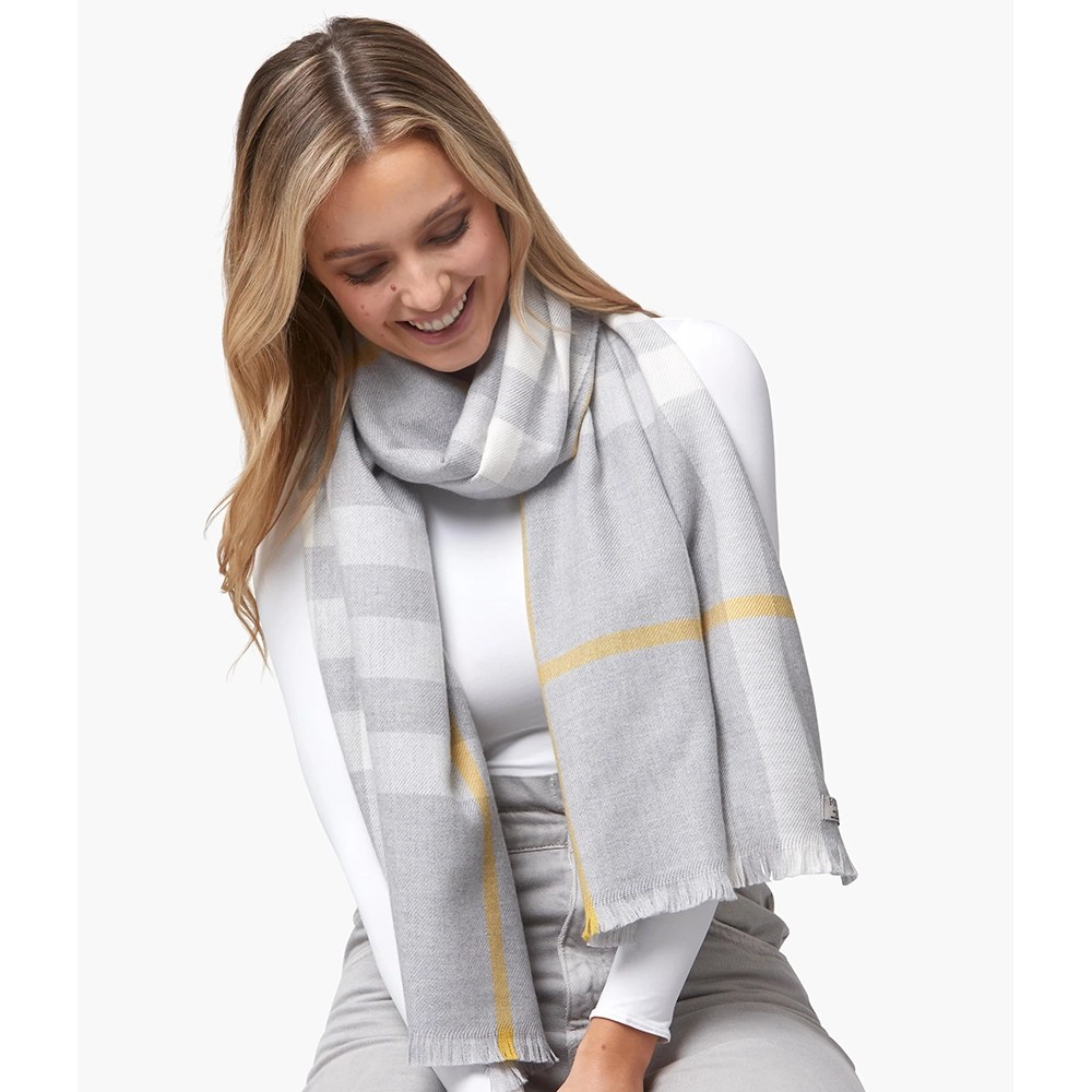 Foxford Extra Fine Merino Scarf - Grey and Gold
