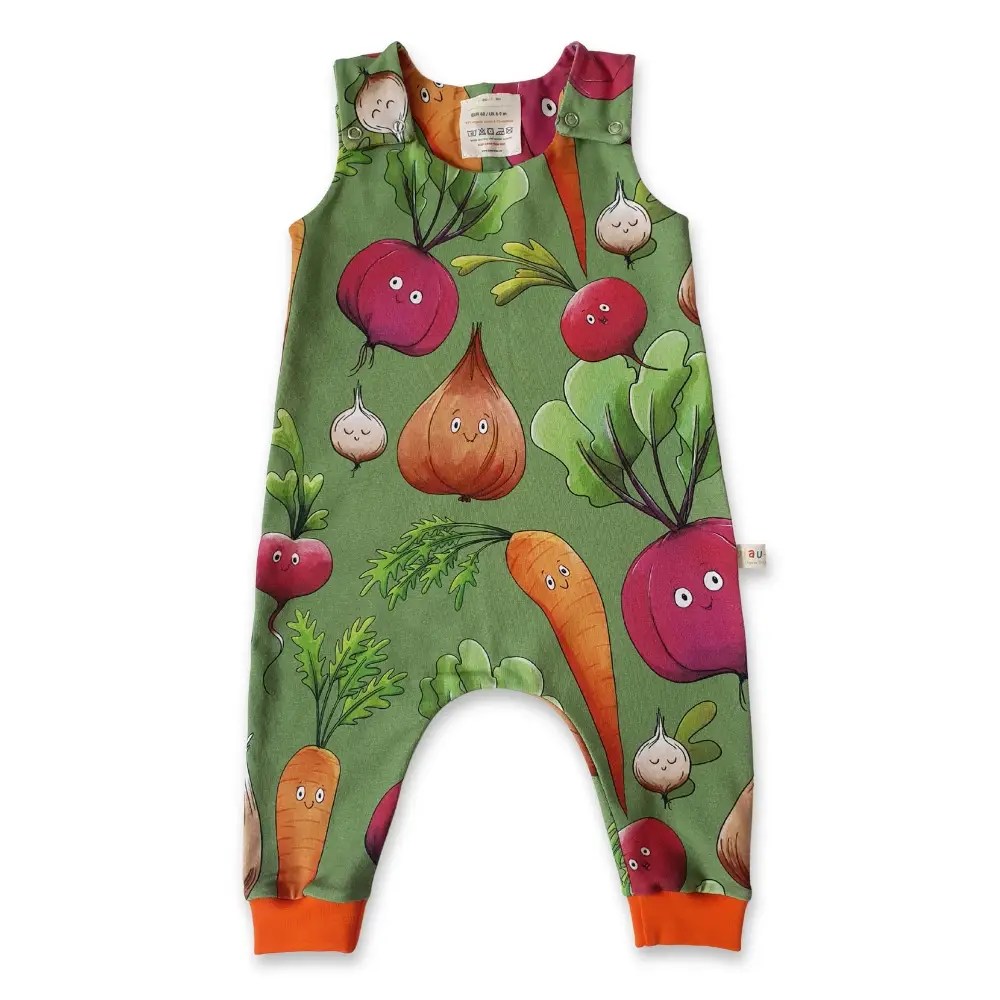 Organic Cotton Jersey Romper - Happy Harvest, 0/3 months Biau Biau