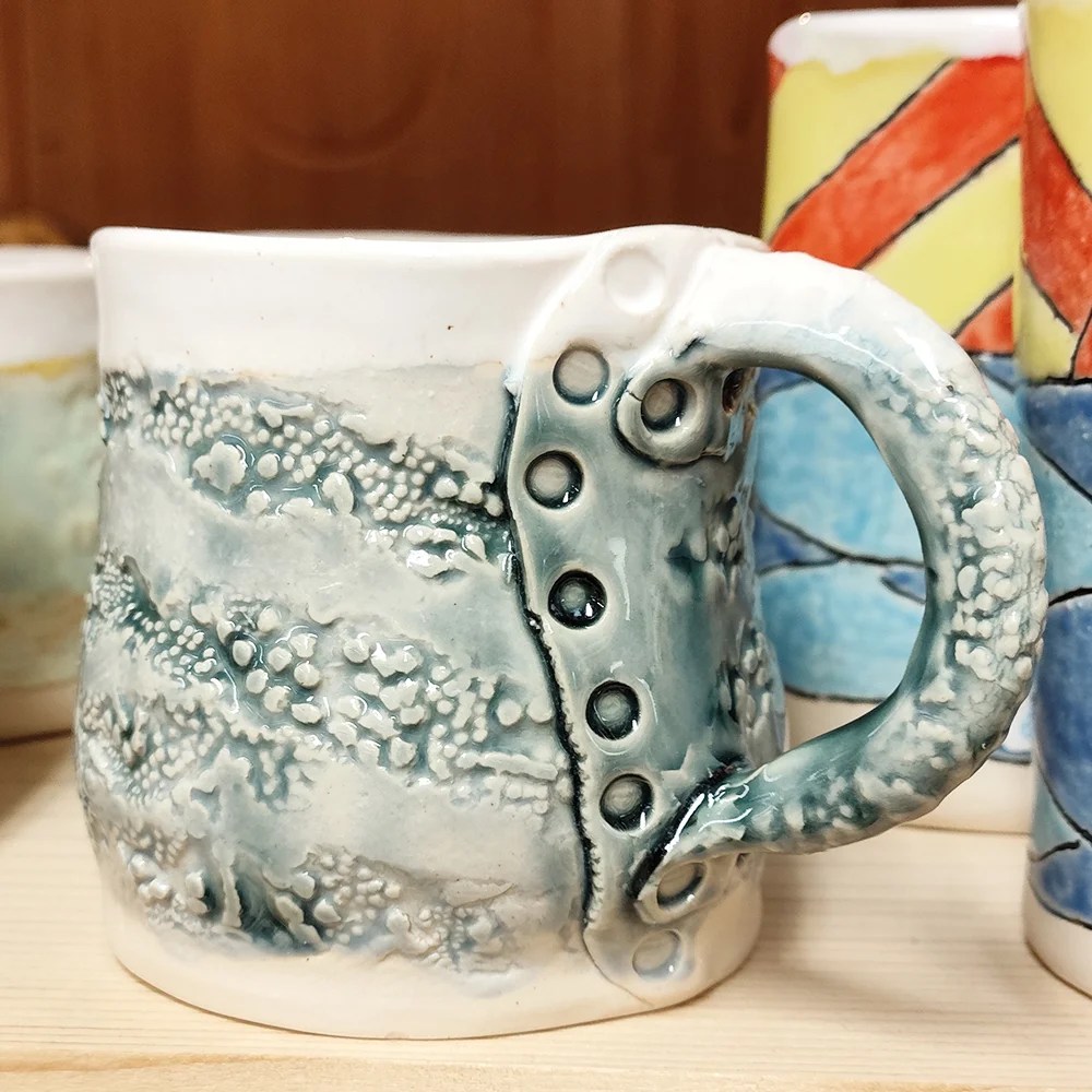 Mug - Beachcombers - Small, Blue Clare Blount Pottery