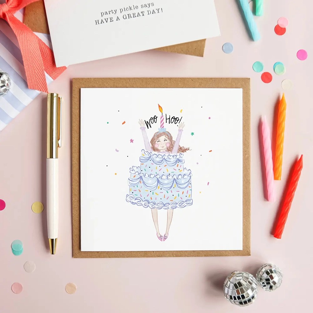 Greeting card - Birthday - Cake girl Pickled Pom Pom