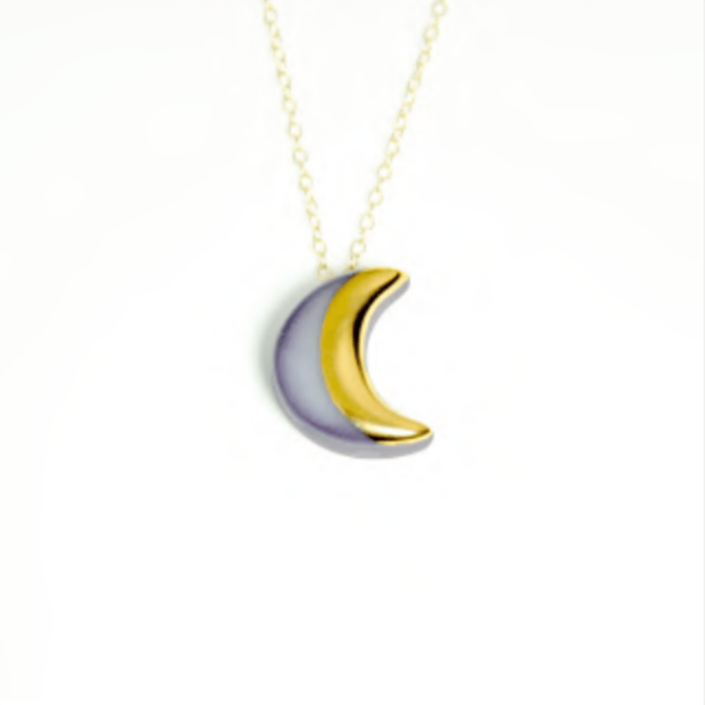 Moon porcelain necklace - Purple