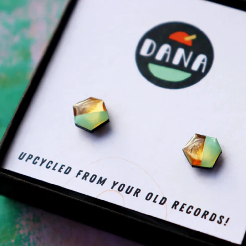 Nugget stud earrings - Mint/gold