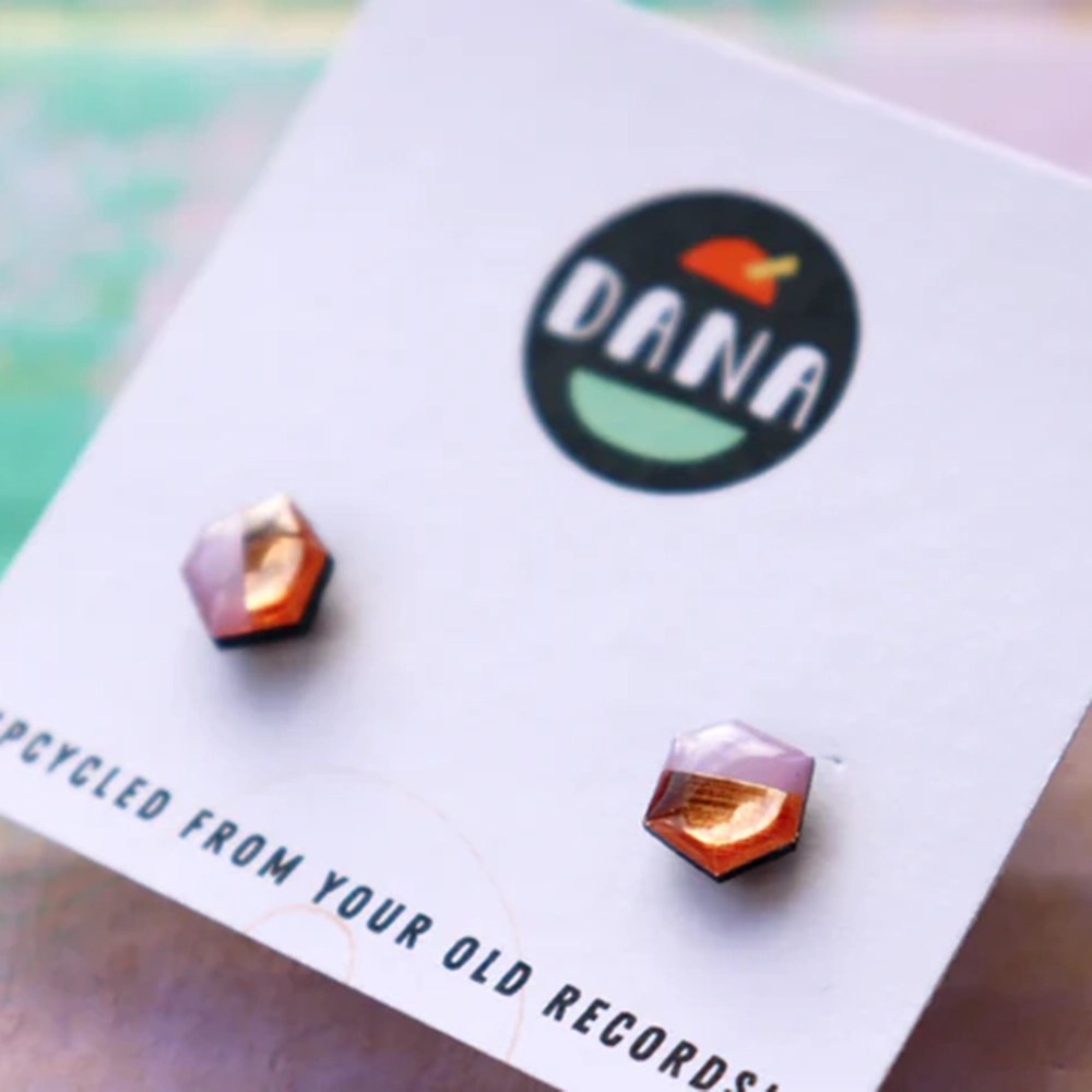 Nugget stud earrings - Purple/copper