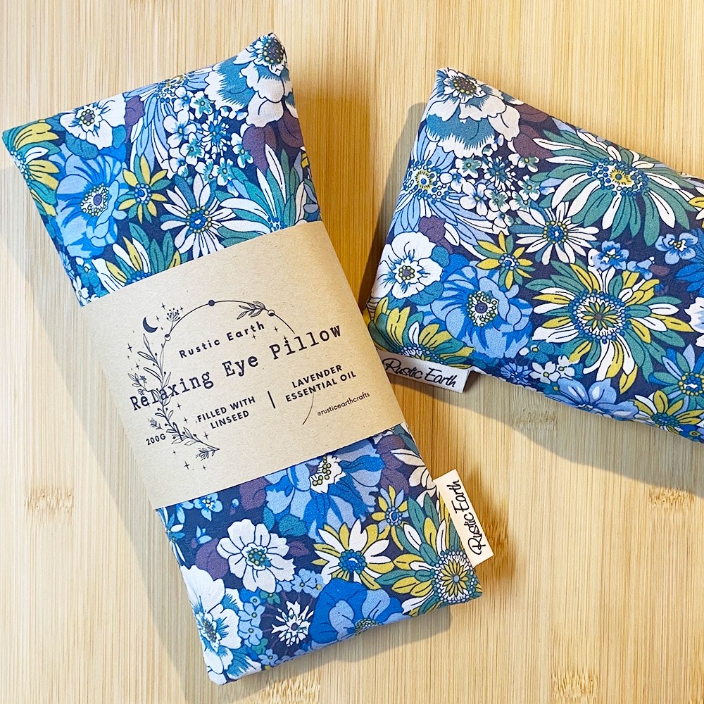 Linseed & Lavender Eye Pillow - Floral blue