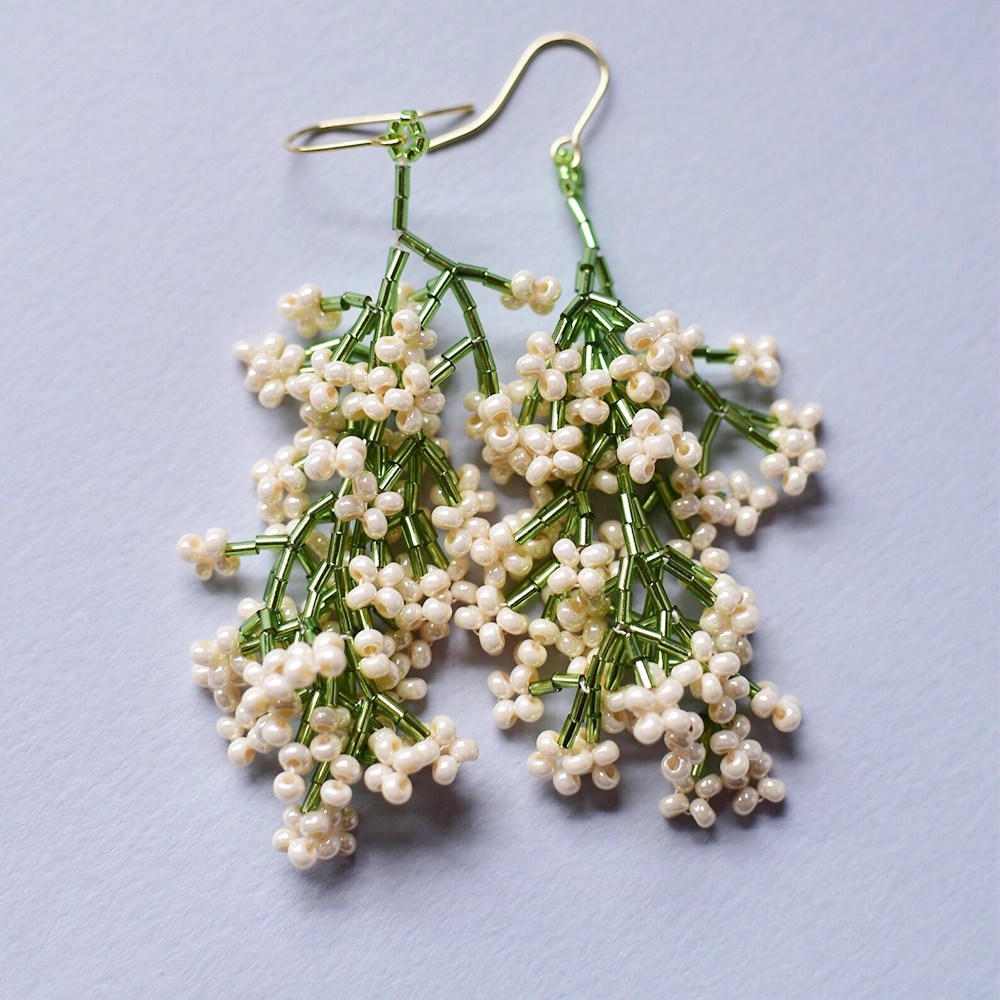 Flower Miyuki earrings - White lilac