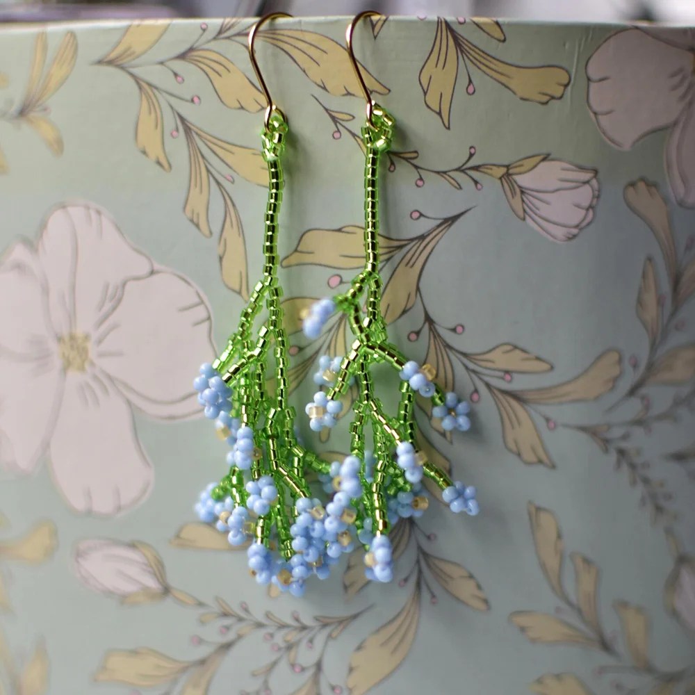 Flower Miyuki earrings - Forget me not