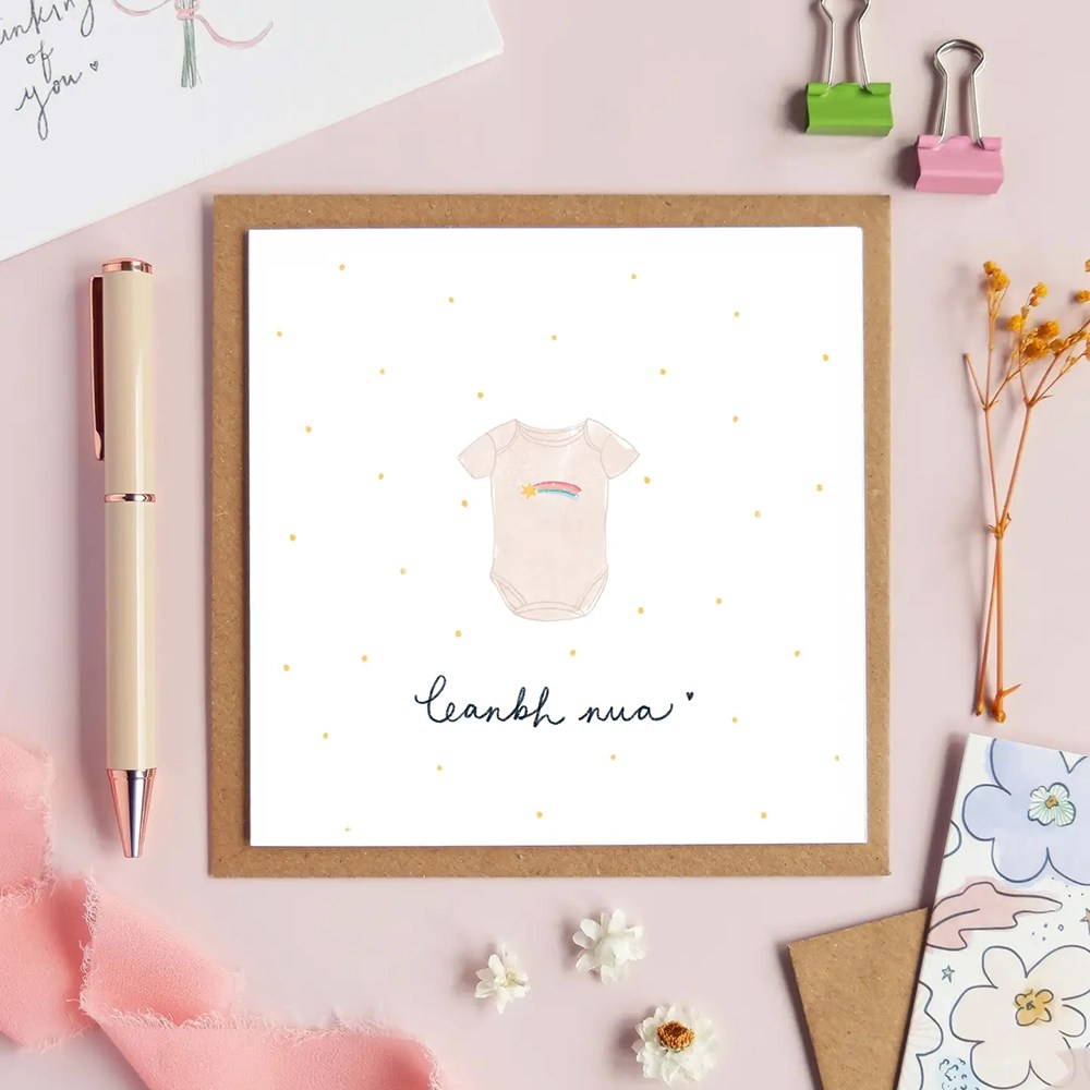 New baby greeting card - Irish - Leanbh Nua