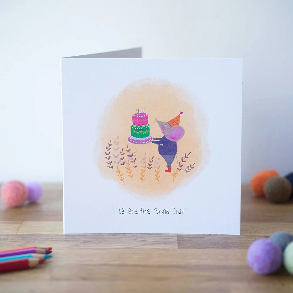Irish birthday card - Mouse
