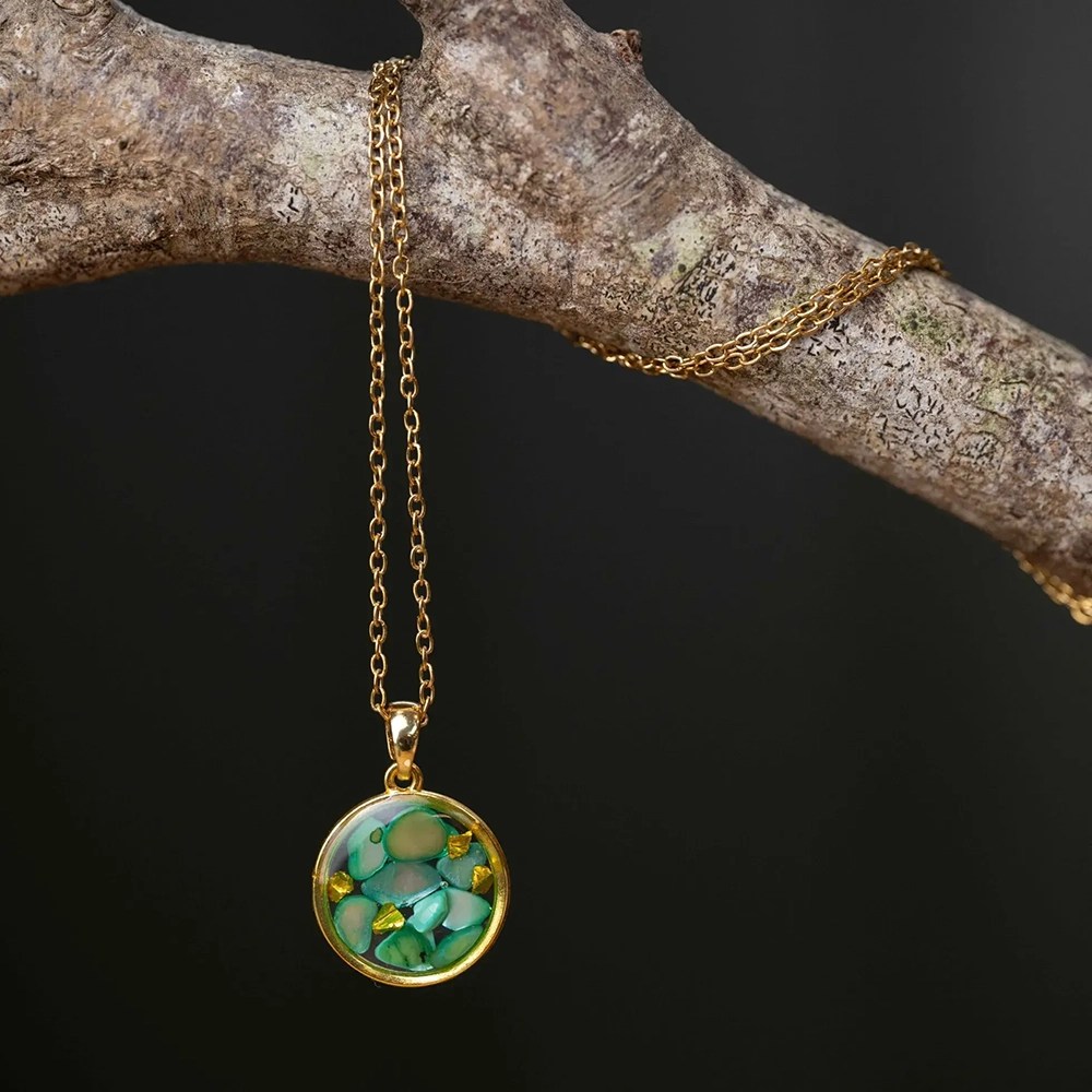 Stone Round Necklace - Green