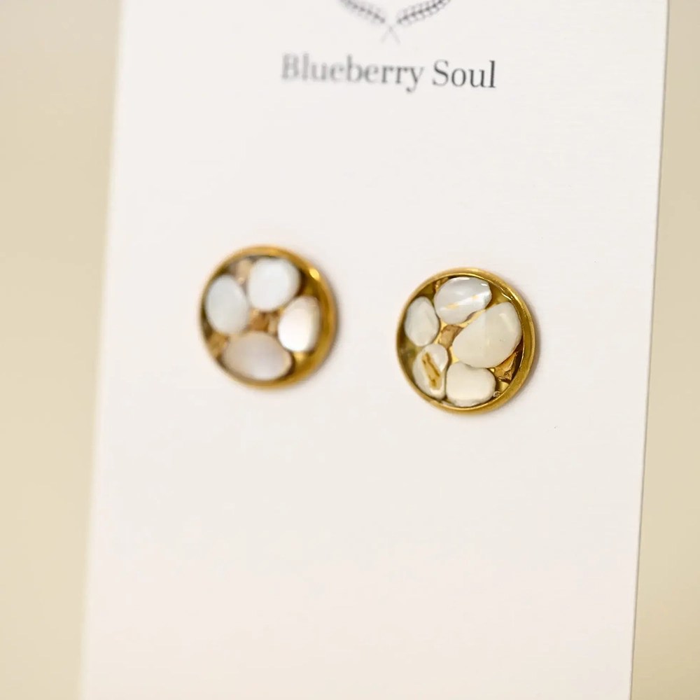 Natural Stone Stud Earrings - Daisy Love Ivory