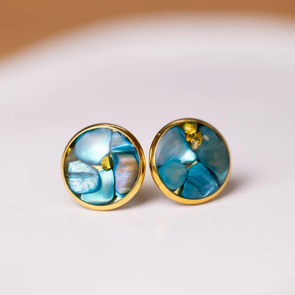 Real Flower Stud Earrings Blueberry Soul