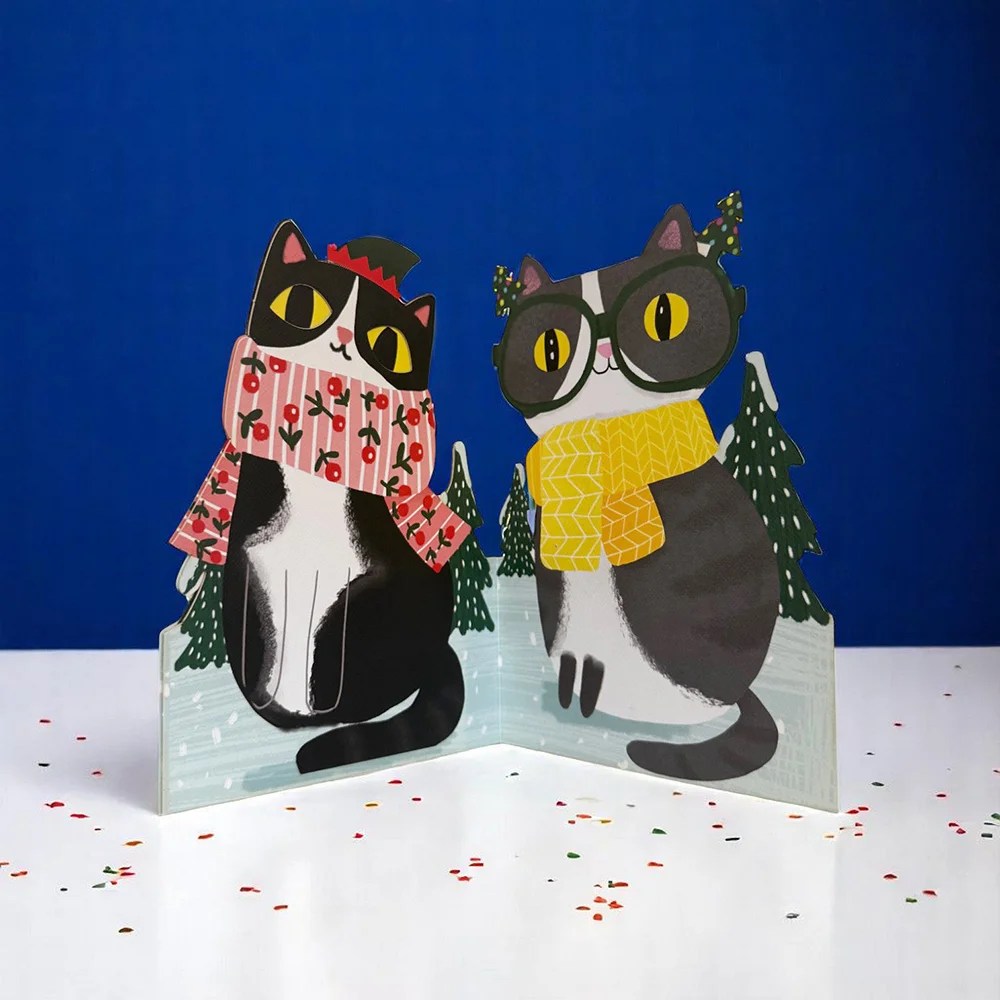 Wobbly Christmas Card - Cat