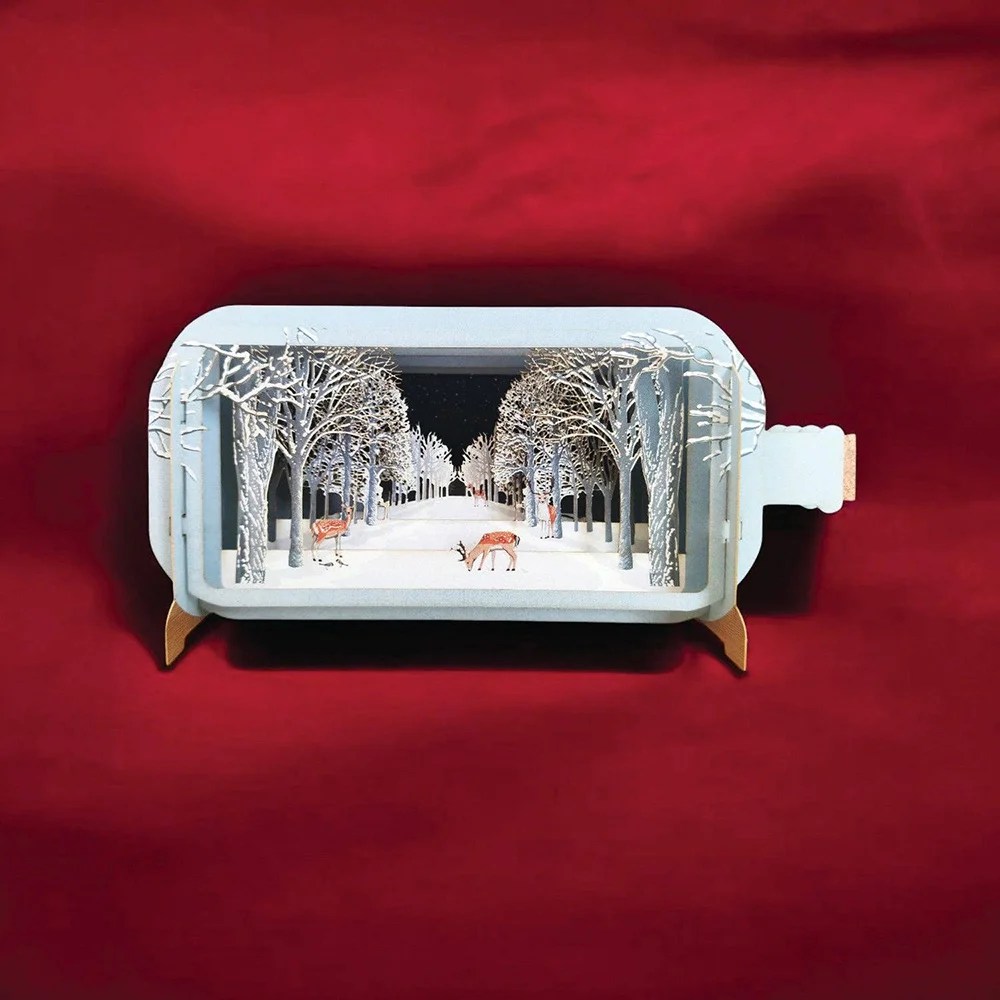 Message in a Bottle Pop-Up Christmas Card - Winter Wonderland