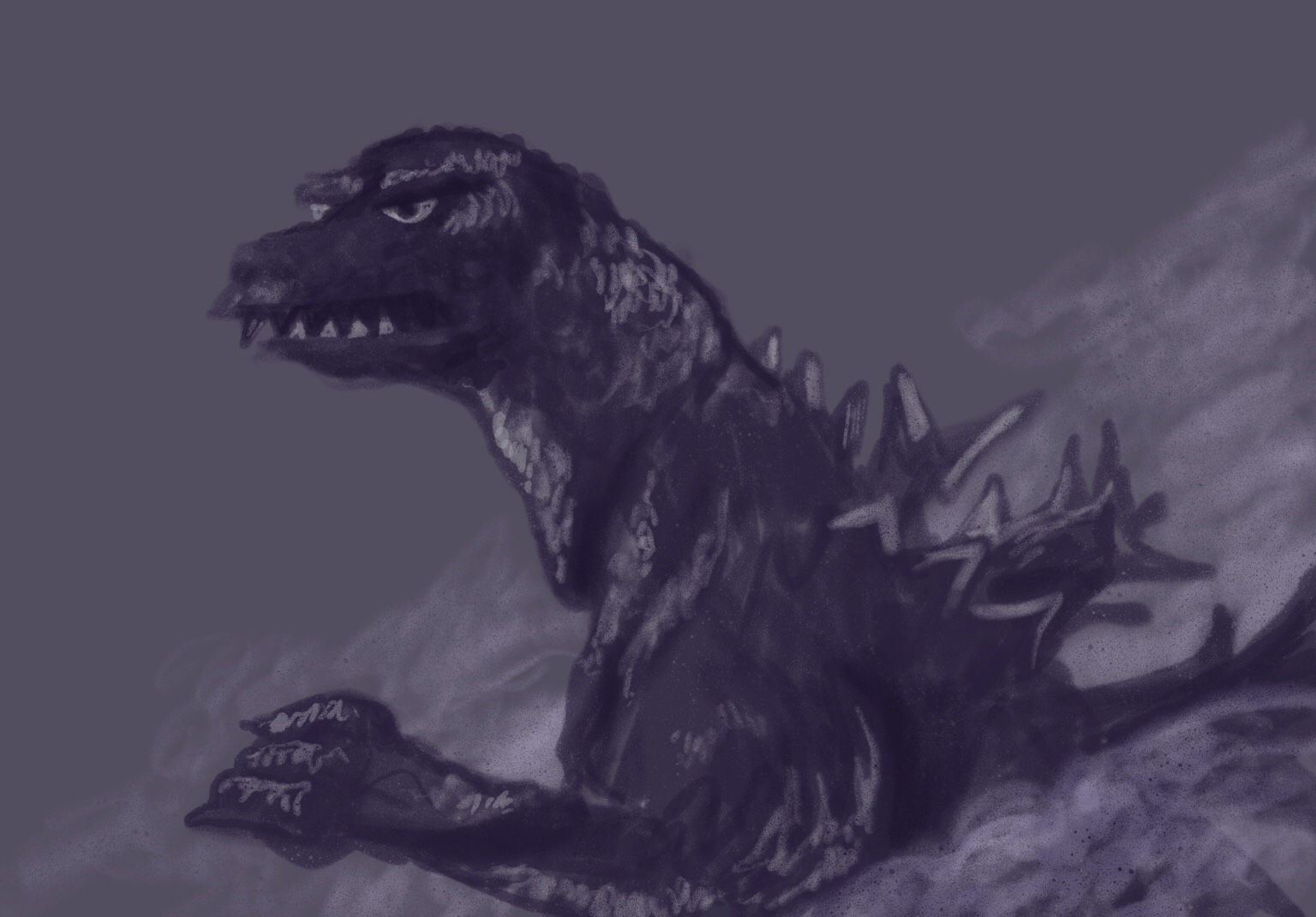 godzilla sketch by chris cowdrill