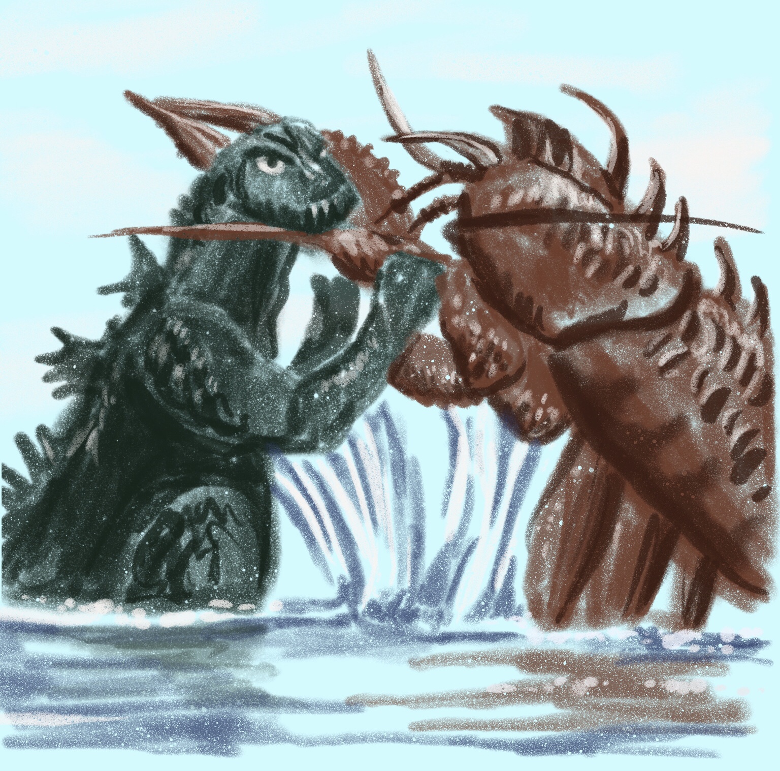 godzilla vs. ebirah sketch by chris cowdrill