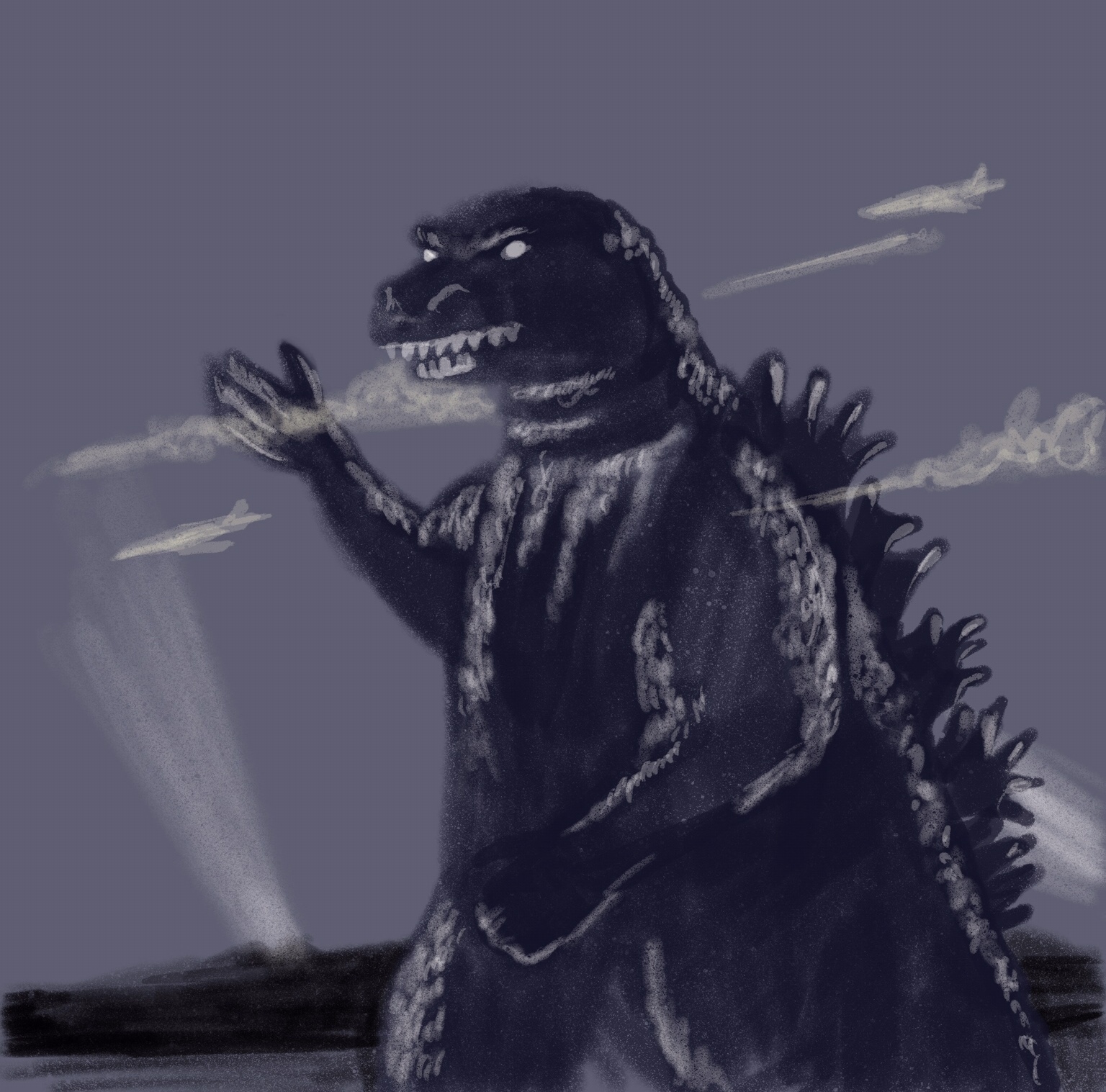 godzilla sketch by chris cowdrill