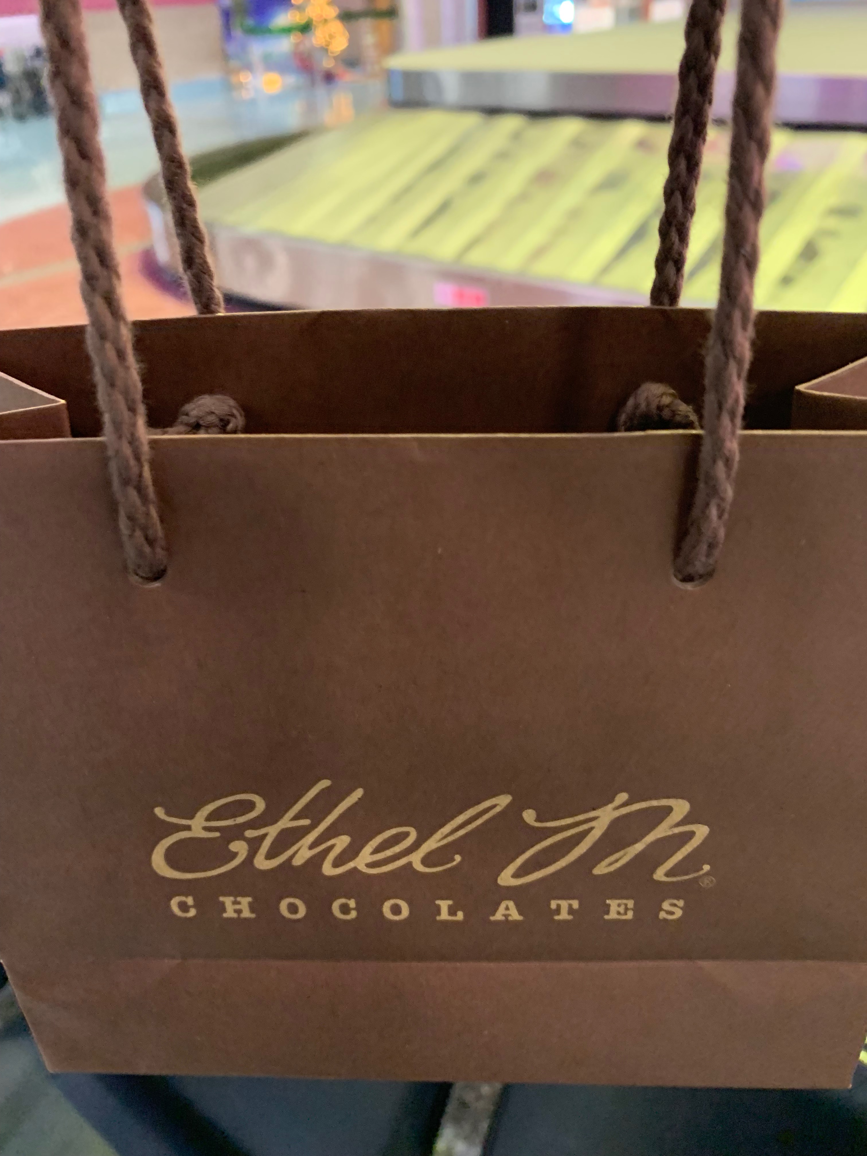 A bag from the Ethel M. Chocolate Store