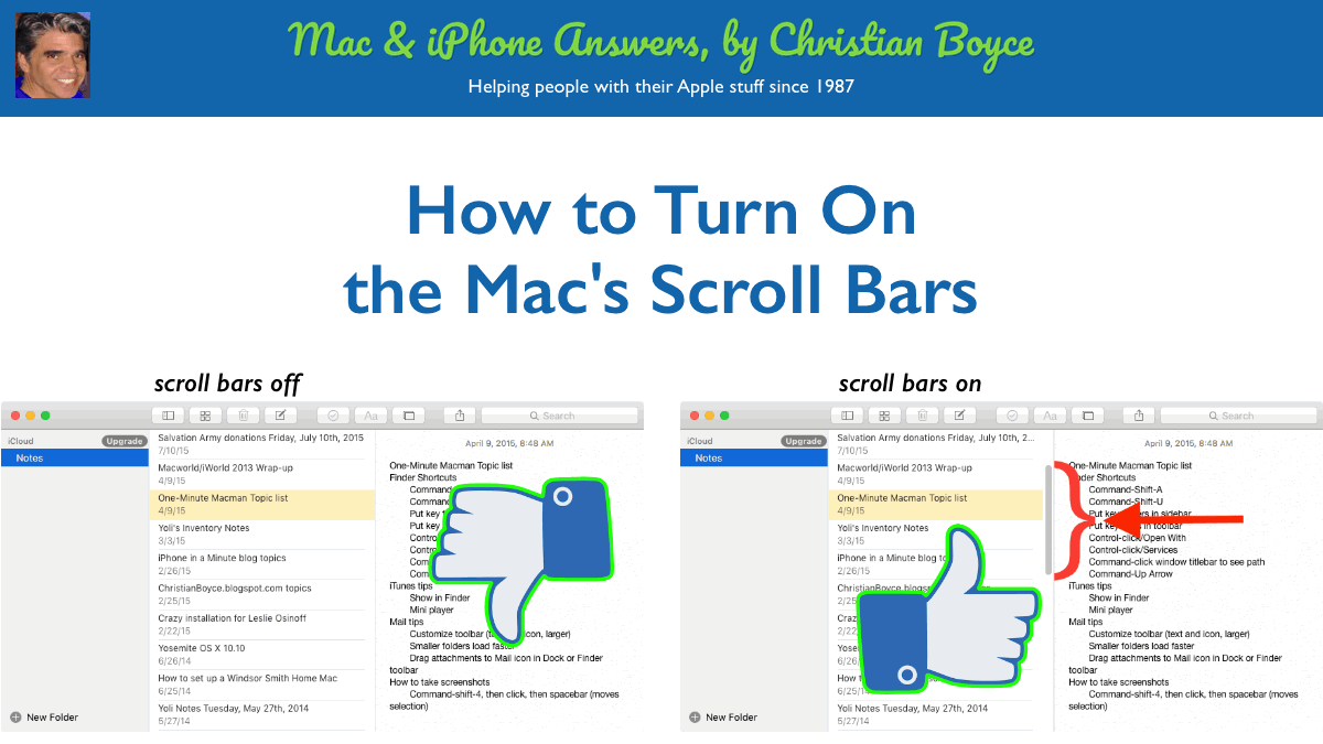 How to Turn On the Mac's Scroll Bars by Christian Boyce