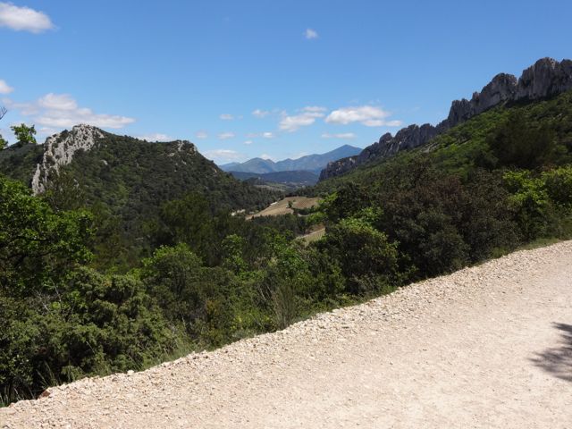 View someway up the Dentelles de Montmirail