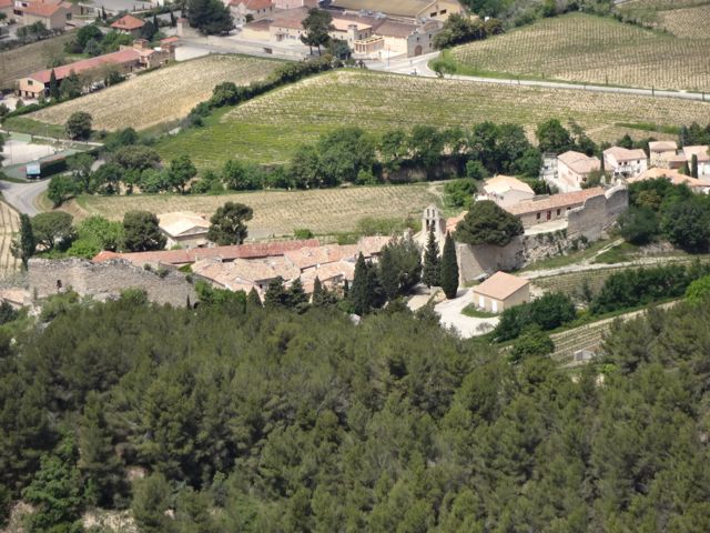 The village of Gigondas as seen from the Dentelles de Montmirail