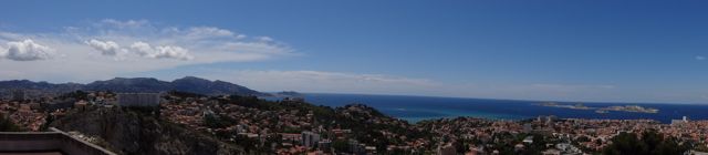 Panoramic of the Mediterranean Sea as seen from Notre Dame de la Garde