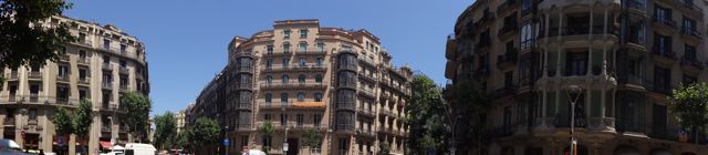 Panoramic showing some of the architecture of Barcelona