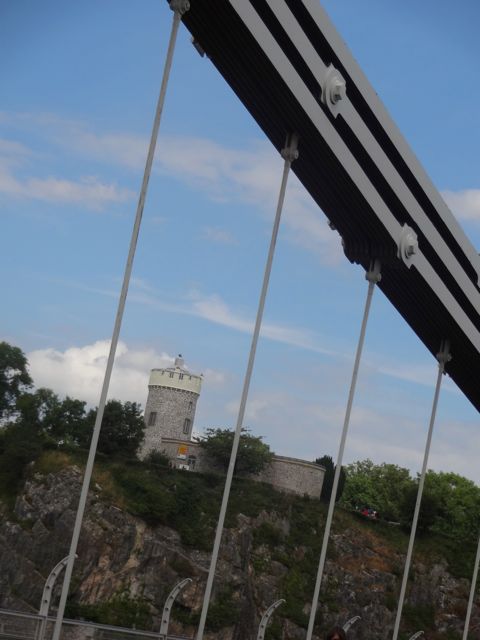 Looking at the Clifton Observatory through the Clifton Bridge
