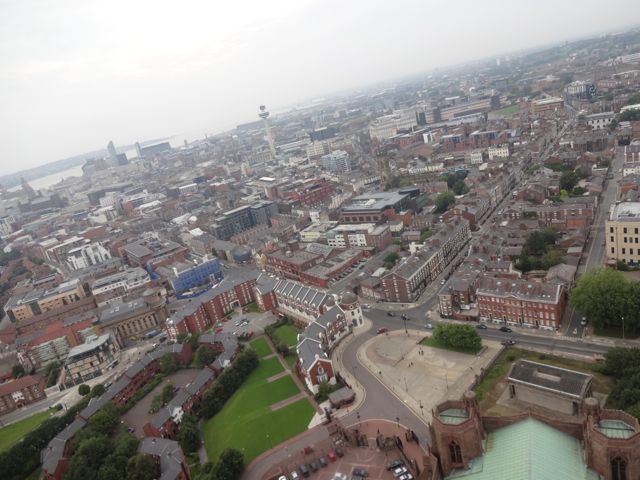 Looking towards downtown Liverpool from atop the Liverpool Cathedral