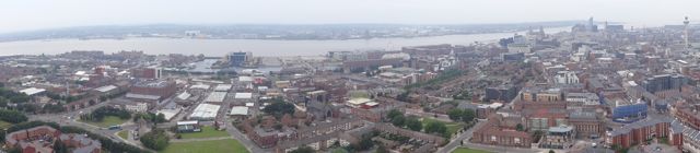 Panoramic of Liverpool as seen from atop the Liverpool Cathedral