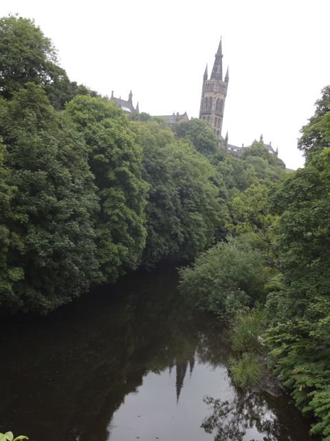 A view of the Glasgow University on the River Kelvin