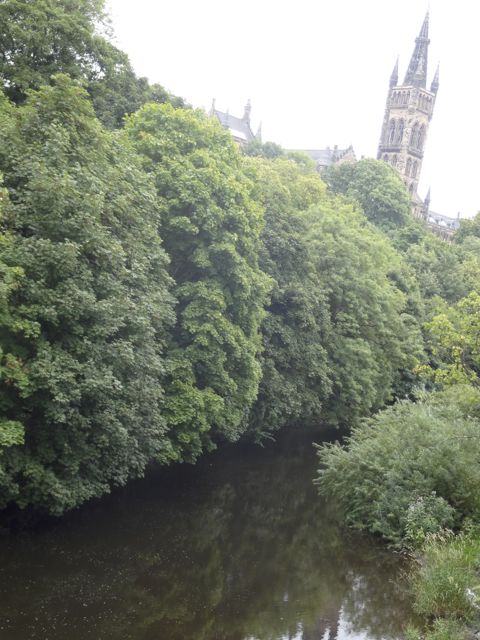 A view of the Glasgow University on the River Kelvin