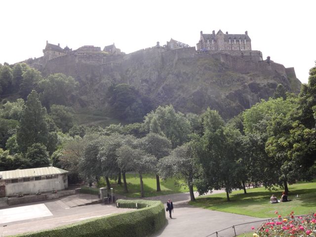 View of the Edinburgh Castle from the Princes Street Gardens