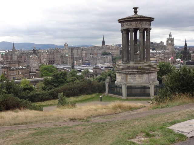 Dugal Steward Monument on Calton Hill with Edinburgh in the background