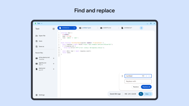 Googlebook : Google déploie "Text" un éditeur de texte taillé pour les environnements de bureau