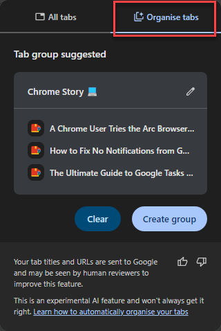 Create New Tab Group Automatically
