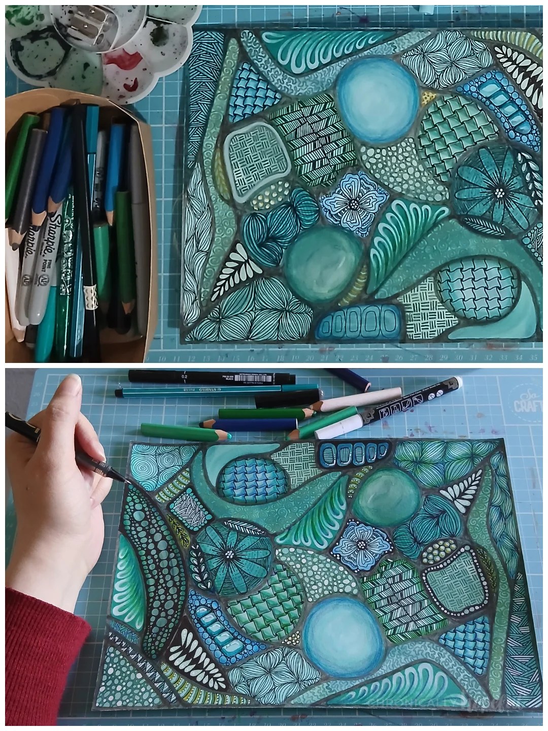Adding patterns to a gouache painting