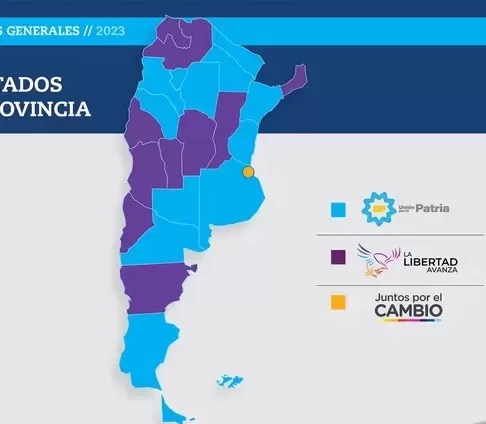Como quedó el mapa electoral nacional: Massa recuperó 8 provincias y se impuso en 13 y Milei ganó en 10